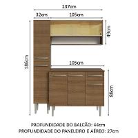 Armário De Cozinha Compacta 137cm Rustic Emilly Madesa 09 Rustic - 8