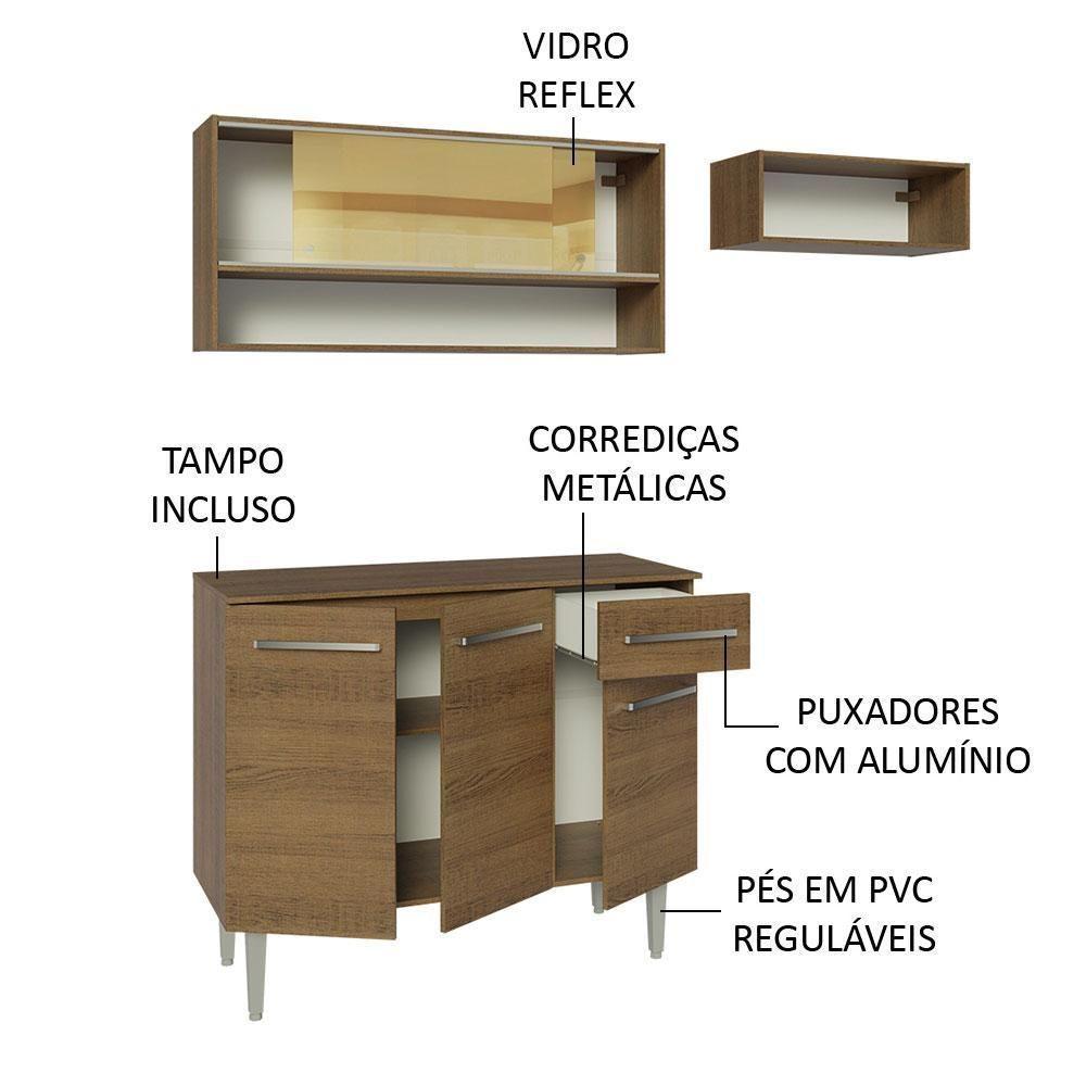 Armário De Cozinha Compacta 165cm Rustic Emilly Madesa 02 Rustic - 10