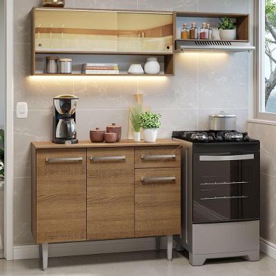 Armário de Cozinha Compacta Emilly 5 Portas 1 Gaveta MDP 165cm Marrom Rústico