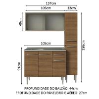 Armário De Cozinha Compacta 137cm Com Pia Rustic Emilly Madesa 07 Rustic - 7