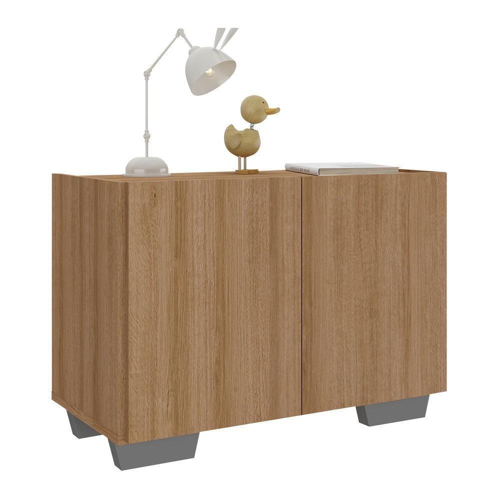 Mesa De Cabeceira Com Pés 2 Portas Mp4134 Rustic cinza Rustic cinza - 1