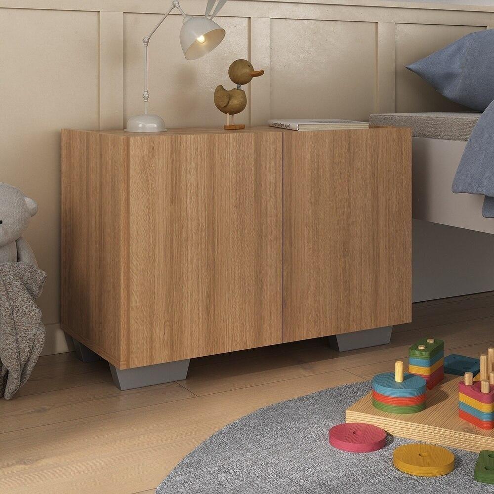 Mesa De Cabeceira Com Pés 2 Portas Mp4134 Rustic cinza Rustic cinza - 2