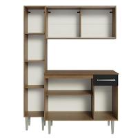 Armário De Cozinha Compacta 137cm Rustic/preto Emilly Madesa 05 Rustic/preto - 5