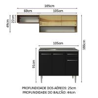 Armário De Cozinha Compacta 165cm Com Pia Rustic/preto Emilly Madesa 01 Rustic/preto - 8