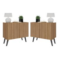 Kit 2 Mesas De Cabeceira Retrô 2 Portas Mp4138 Rustic preto - 1