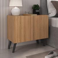 Kit 2 Mesas De Cabeceira Retrô 2 Portas Mp4138 Rustic preto - 3