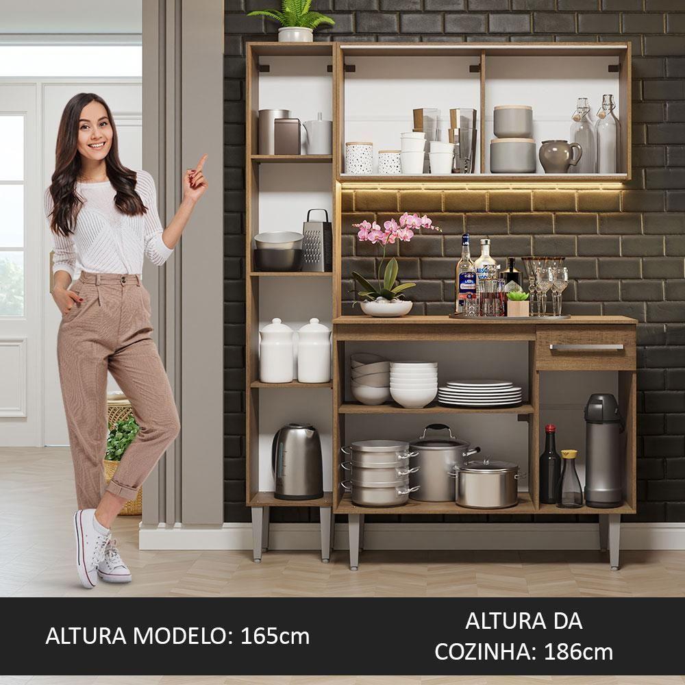 Armário De Cozinha Compacta 137cm Rustic Emilly Madesa 05 Rustic - 6