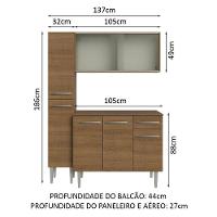 Armário De Cozinha Compacta 137cm Rustic Emilly Madesa 05 Rustic - 10