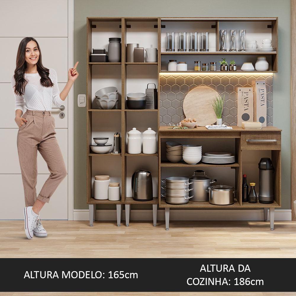 Armário De Cozinha Compacta 169cm Rustic Emilly Madesa 13 Rustic - 4