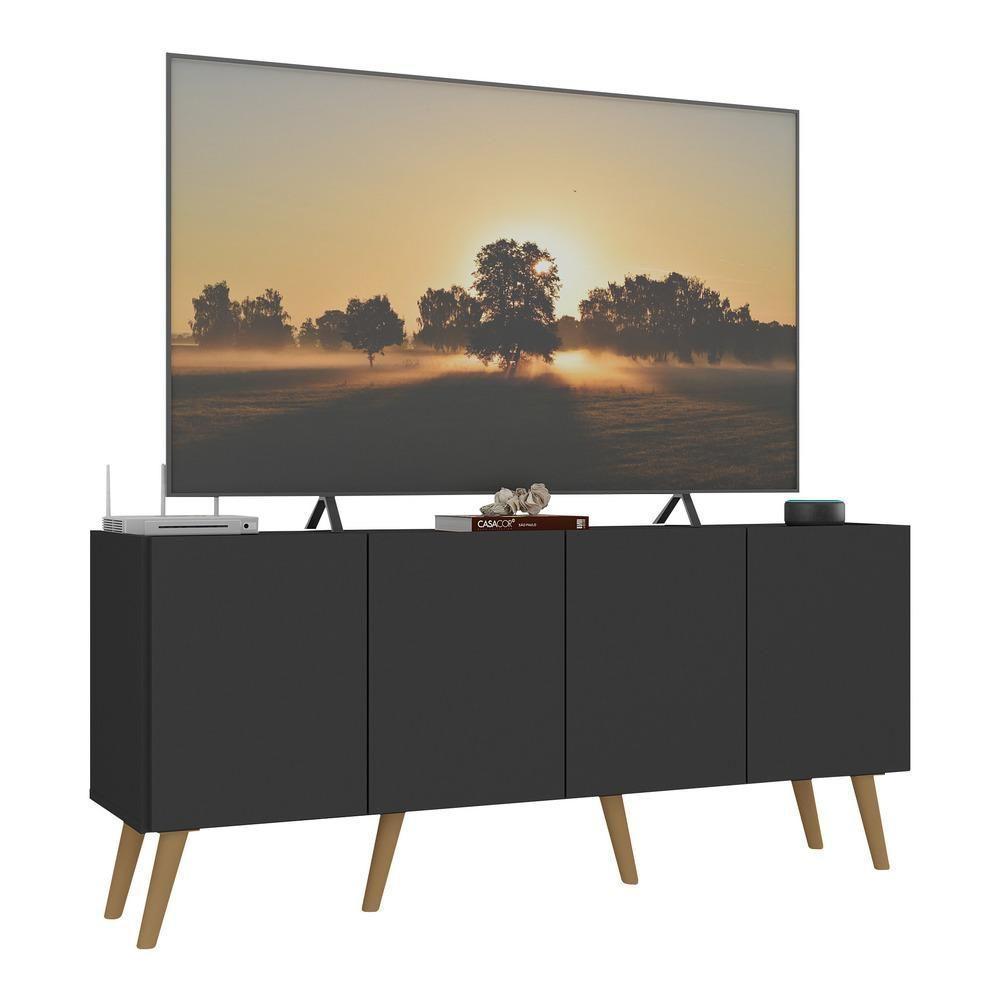Rack Retrô Para Tv Até 50 Polegadas Com Mp1071 Preto natural - 1
