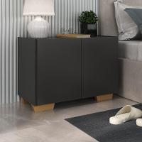 Mesa De Cabeceira Com Pés 2 Portas Mp4134 Preta natural Preto natural - 2