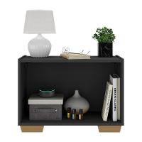Mesa De Cabeceira Com Pés 2 Portas Mp4134 Preta natural Preto natural
