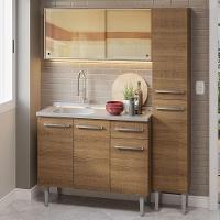 Armário De Cozinha Compacta 137cm Com Pia Rustic Emilly Madesa 08 Rustic - 1