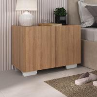 Kit 2 Mesas De Cabeceira 2 Portas E Pés Mp4139 Rustic branco - 5