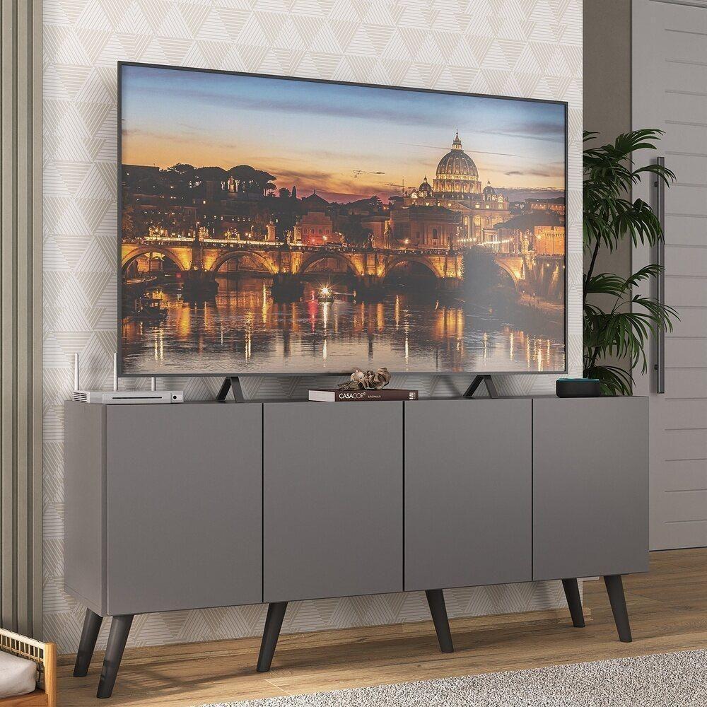 Rack Retrô Para Tv Até 50 Polegadas Com Mp1071 Grafite preto - 2