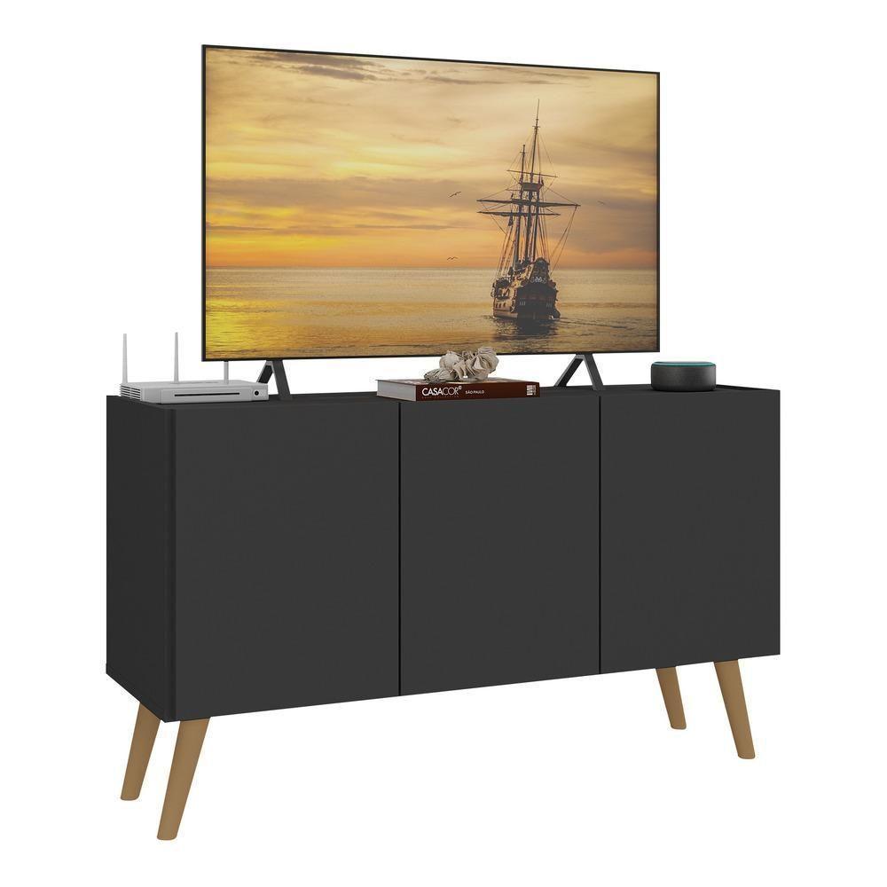 Rack Retrô Para Tv Até 32 Polegadas Com Mp1067 Preto natural - 1