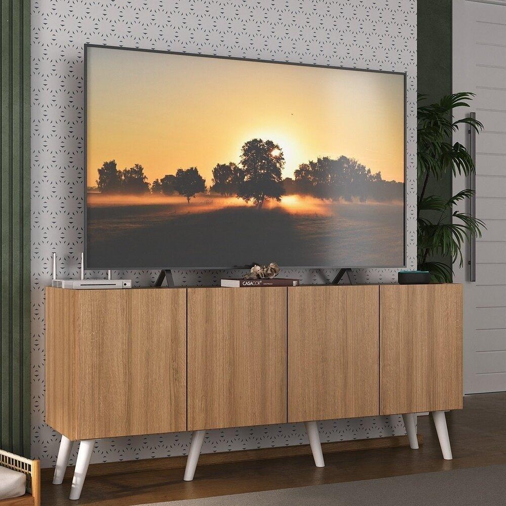 Rack Retrô Para Tv Até 50 Polegadas Com Mp1071 Rustic branco - 3