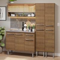 Armário De Cozinha Compacta 169cm Com Pia Rustic Emilly Madesa 14 Rustic - 1