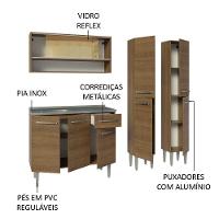 Armário De Cozinha Compacta 169cm Com Pia Rustic Emilly Madesa 14 Rustic - 5