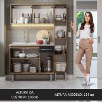 Armário De Cozinha Compacta 137cm Com Pia Rustic/preto Emilly Madesa 08 Rustic/preto - 2