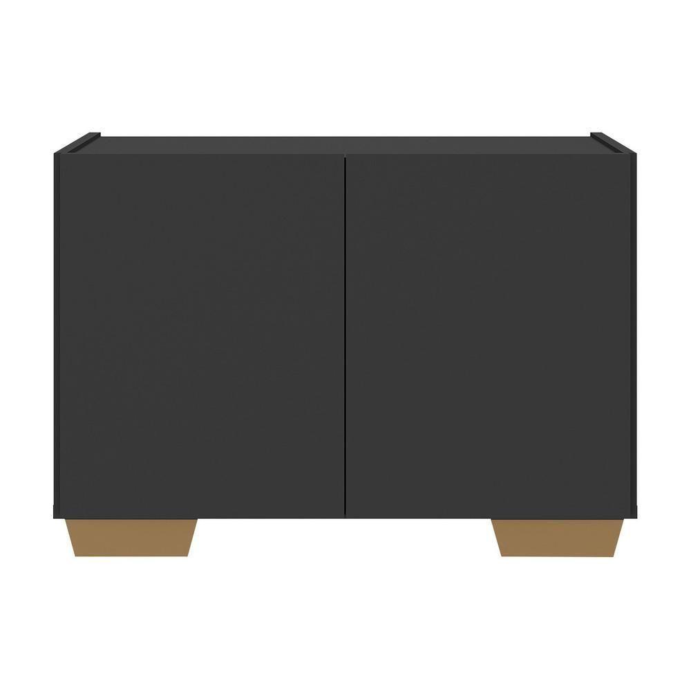 Kit 2 Mesas De Cabeceira 2 Portas E Pés Mp4139 Preto natural - 2