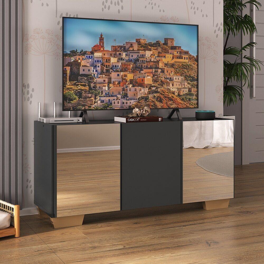 Rack Tv Até 32 Polegadas Com Espelhos Mp1079 Preto natural - 2
