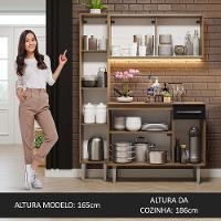 Armário De Cozinha Compacta 137cm Rustic/preto Emilly Madesa 06 Rustic/preto - 9