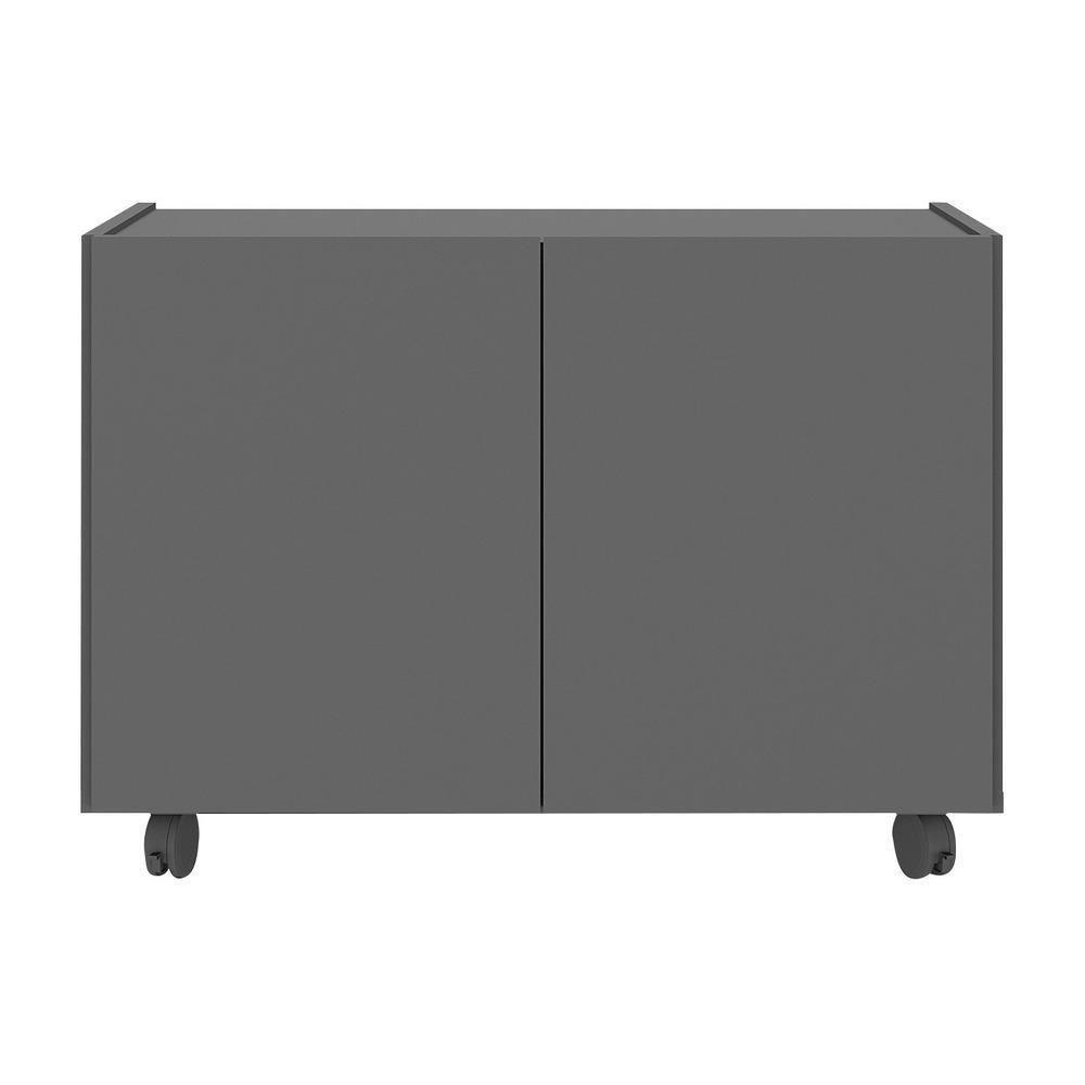 Kit 2 Mesas De Cabeceira Com Rodízios 2 Portas Mp4136 Grafite Grafite - 2