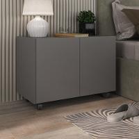 Kit 2 Mesas De Cabeceira Com Rodízios 2 Portas Mp4136 Grafite Grafite - 5