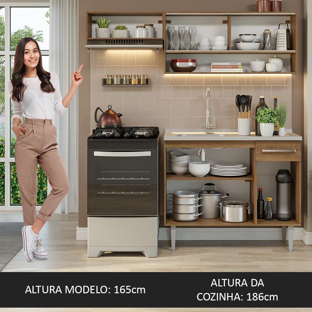 Armário De Cozinha Compacta 165cm Com Pia Rustic Emilly Madesa 01 Rustic - 4