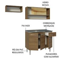 Armário De Cozinha Compacta 165cm Com Pia Rustic Emilly Madesa 01 Rustic - 9