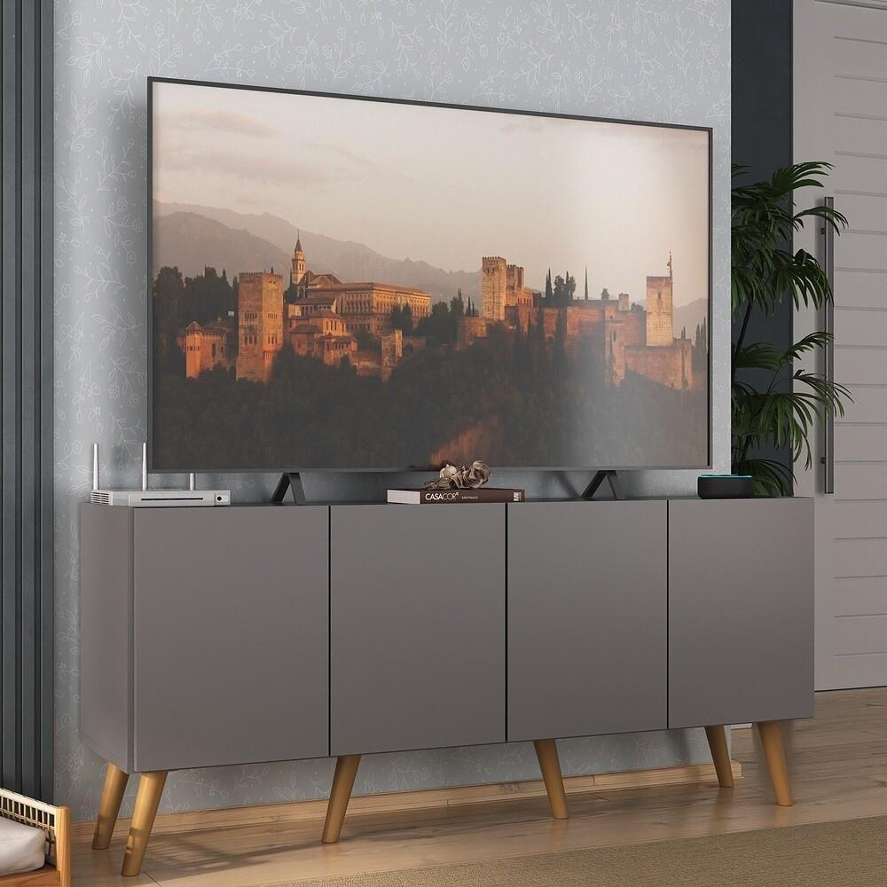 Rack Retrô Para Tv Até 50 Polegadas Com Mp1071 Grafite natural - 3