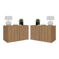 Kit 2 Mesas De Cabeceira 2 Portas Mp4135 Rustic Rustic - 1