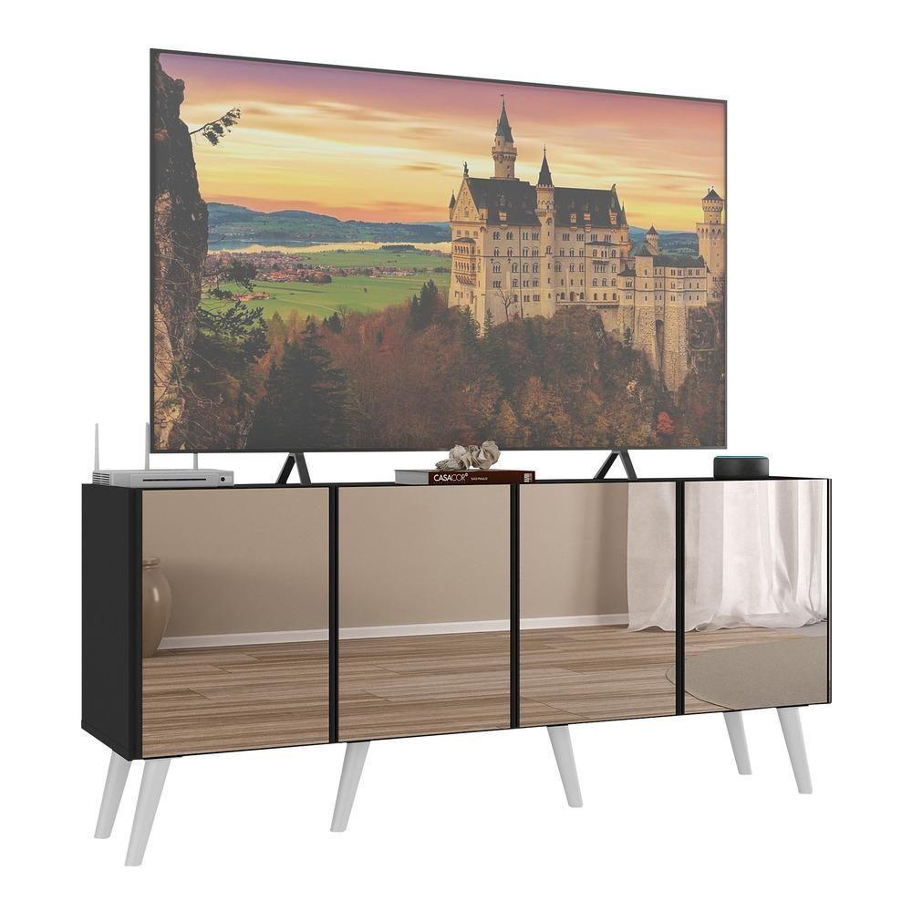 Rack Tv Até 50 Polegadas Retrô Com Espelhos Mp1082 Preto branco - 1