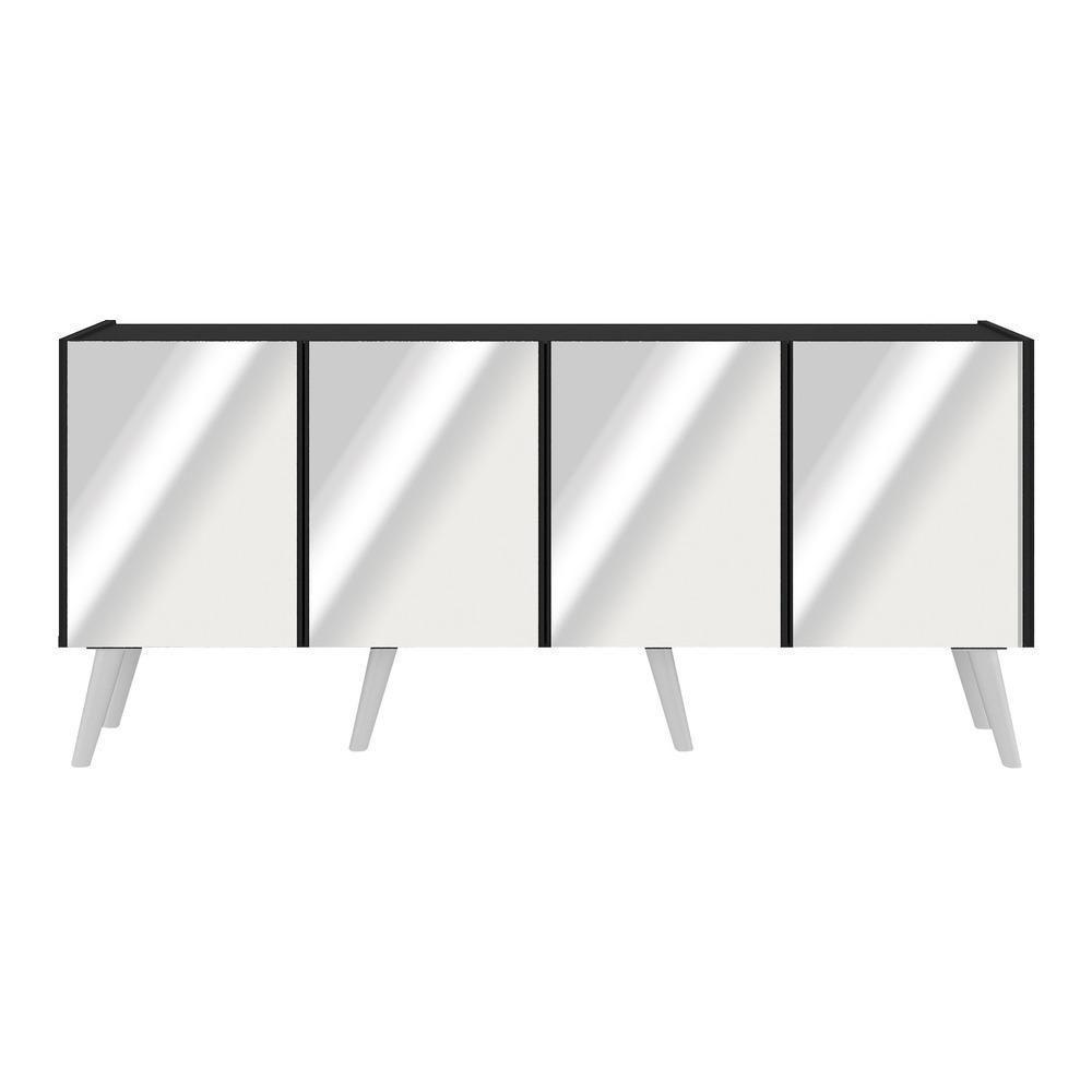 Rack Tv Até 50 Polegadas Retrô Com Espelhos Mp1082 Preto branco - 5