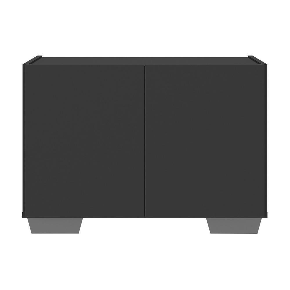 Mesa De Cabeceira Com Pés 2 Portas Mp4134 Preta cinza Preto cinza - 5