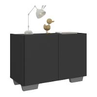 Mesa De Cabeceira Com Pés 2 Portas Mp4134 Preta cinza Preto cinza - 1