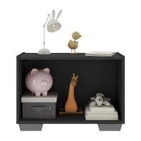 Mesa De Cabeceira Com Pés 2 Portas Mp4134 Preta cinza Preto cinza