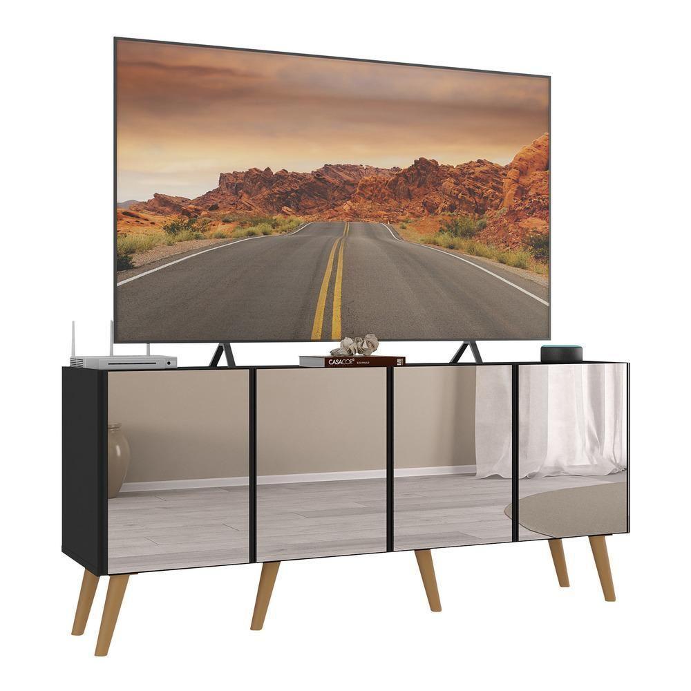 Rack Tv Até 50 Polegadas Retrô Com Espelhos Mp1082 Preto natural - 1