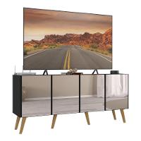 Rack Tv Até 50 Polegadas Retrô Com Espelhos Mp1082 Preto natural - 1