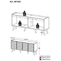 Rack Tv Até 50 Polegadas Retrô Com Espelhos Mp1082 Preto natural