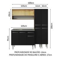 Armário De Cozinha Compacta 169cm Com Pia Rustic/preto Emilly Madesa 14 Rustic/preto - 7