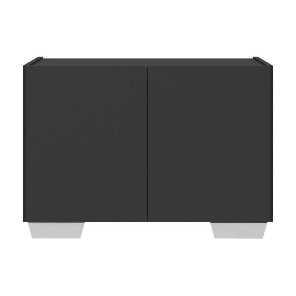 Kit 2 Mesas De Cabeceira 2 Portas E Pés Mp4139 Preto branco - 3