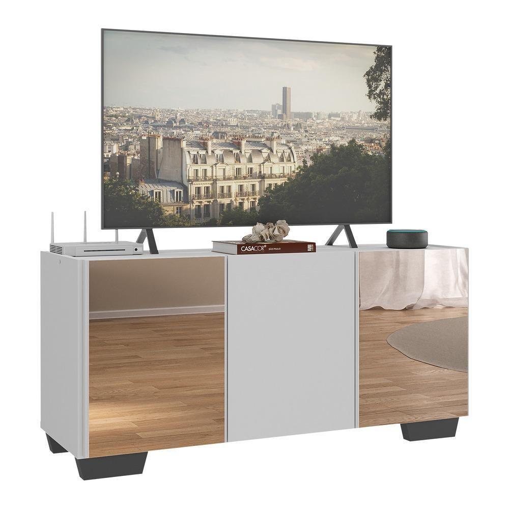 Rack Tv Até 32 Polegadas Com Espelhos Mp1079 Branco preto - 1