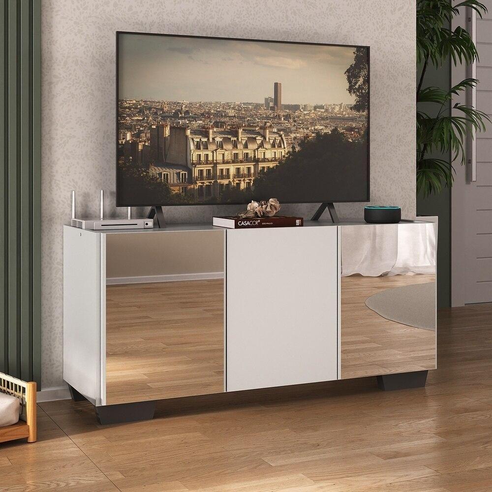 Rack Tv Até 32 Polegadas Com Espelhos Mp1079 Branco preto - 2