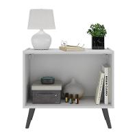 Kit 2 Mesas De Cabeceira Retrô 2 Portas Mp4138 Branco preto - 3