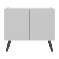 Kit 2 Mesas De Cabeceira Retrô 2 Portas Mp4138 Branco preto