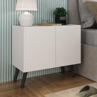 Kit 2 Mesas De Cabeceira Retrô 2 Portas Mp4138 Branco preto - 5