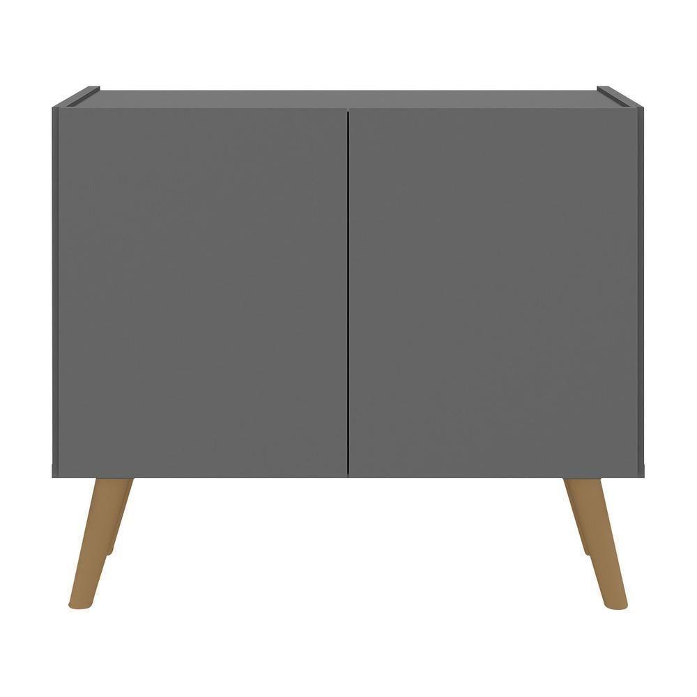 Kit 2 Mesas De Cabeceira Retrô 2 Portas Mp4138 Grafite natural - 5