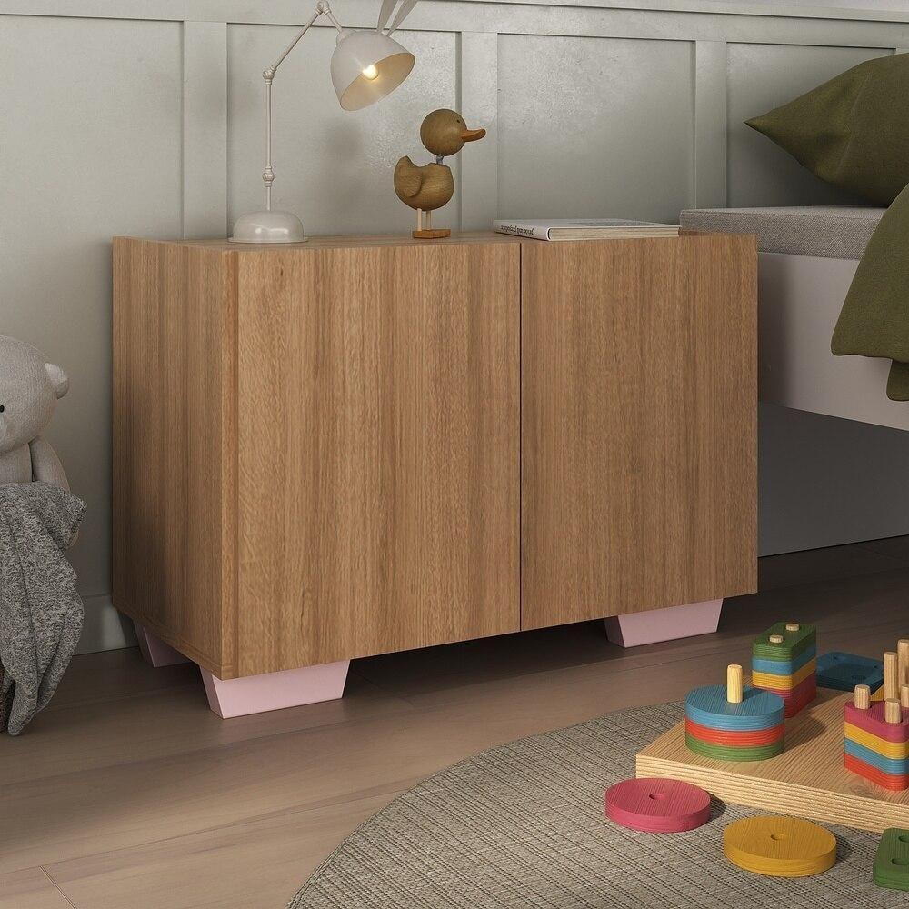 Mesa De Cabeceira Com Pés 2 Portas Mp4134 Rustic rosa Rustic rosa - 2